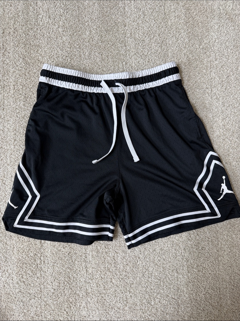 Men’s Jordan Black Mesh Athletic Shorts with White Trim (xl)
